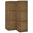 Benjara Rown 4 Panel Foldable Privacy Screen- Bamboo- Brown Pine Wood 70 Inch