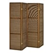 Benjara Rown 4 Panel Foldable Privacy Screen- Bamboo- Brown Pine Wood 70 Inch