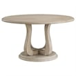 Benjara Eva Round Dining Table- Pedestal Base- White Washed Brown Wood 60 Inch