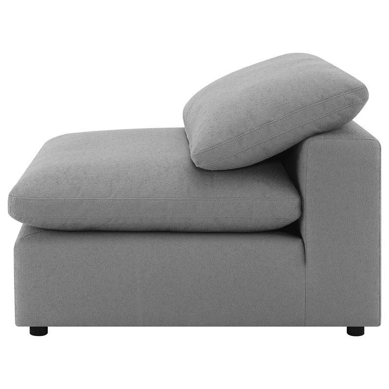 Benjara Allias Modular Armless Chair- Gray Boucle Fabric- Plush Foam Cushions