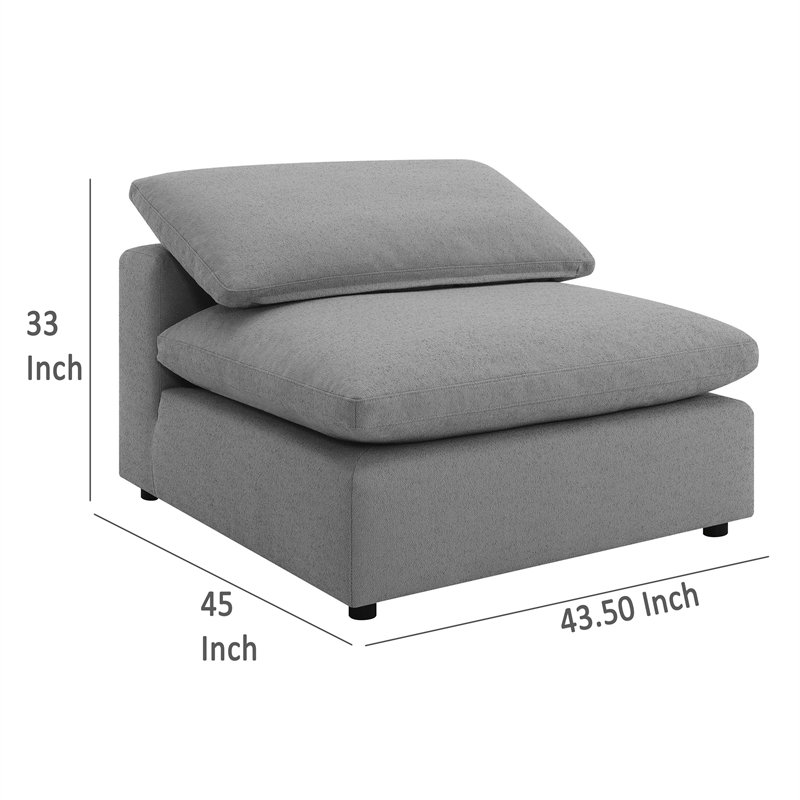 Benjara Allias Modular Armless Chair- Gray Boucle Fabric- Plush Foam Cushions