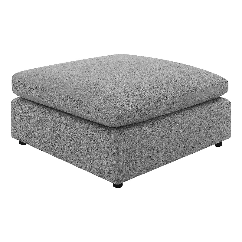 Benjara Allias Ottoman- Gray Boucle Fabric- Plush Foam Cushions- 44 Inch