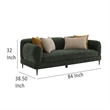 Benjara Dija Sofa with 4 Accent Throw Pillows- 84 Inch- Dark Green Chenille