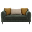 Benjara Dija Loveseat- 3 Accent Throw Pillows- 64 Inch- Dark Green Chenille