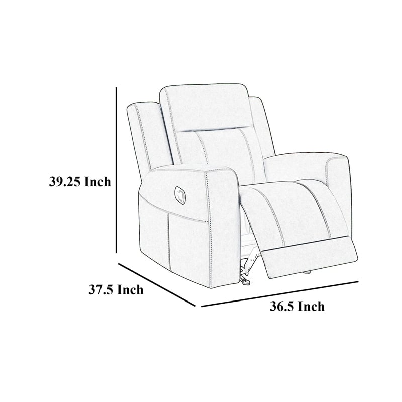 Benjara Krio Manual Recliner Chair- 37 Inch- Modern Charcoal Gray Faux Leather
