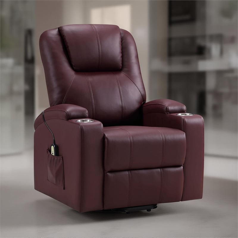 Benjara Stoy Power Lift Recliner Chair- Massage- 36