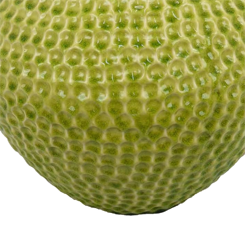 Benjara Evans Accent Vase- Embossed Textured Surface- Green Ceramic 14 Inch