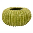 Decorative Planter - Melon Shape - Vertical Ribbed Texture - Green Ceramic