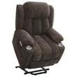 Benjara Limi Power Lift Recliner Chair- Dark Brown- USB Port- Cupholders