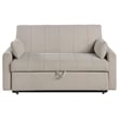 Benjara Porta Sleeper Sofa Bed- Latte Ivory Boucle Fabric- Full Size- 60 Inch