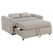 Benjara Porta Sleeper Sofa Bed- Latte Ivory Boucle Fabric- Full Size- 60 Inch