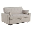 Benjara Porta Sleeper Sofa Bed- Latte Ivory Boucle Fabric- Full Size- 60 Inch