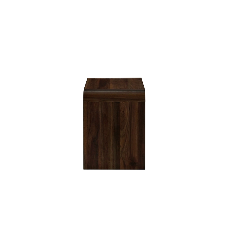 Benjara Maria Side End Table- Drawer and Waterfall Style- Brown Wood 22 Inch