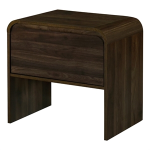 Benjara Maria Side End Table- Drawer and Waterfall Style- Brown Wood 22 Inch