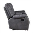 Benjara Olaf Dual Manual Recliner Loveseat- Dark Gray Faux Leather 77 Inch