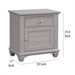 Benjara Limi Nightstand- 1 Drawer- 1 Door Cabinet- Gray Solid Wood- 28 Inch