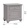 Benjara Limi Nightstand- 1 Drawer- 1 Door Cabinet- Gray Solid Wood- 28 Inch