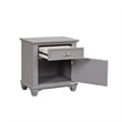 Benjara Limi Nightstand- 1 Drawer- 1 Door Cabinet- Gray Solid Wood- 28 Inch