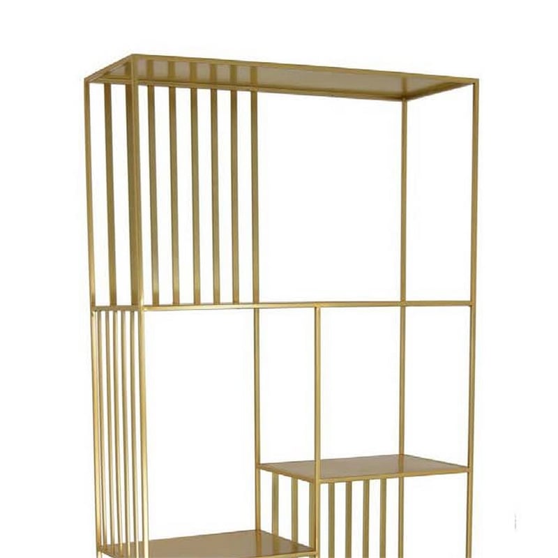 Benjara Tandum Plant Display Stand- Gold Metal 6 Shelves- Modern 71 Inch
