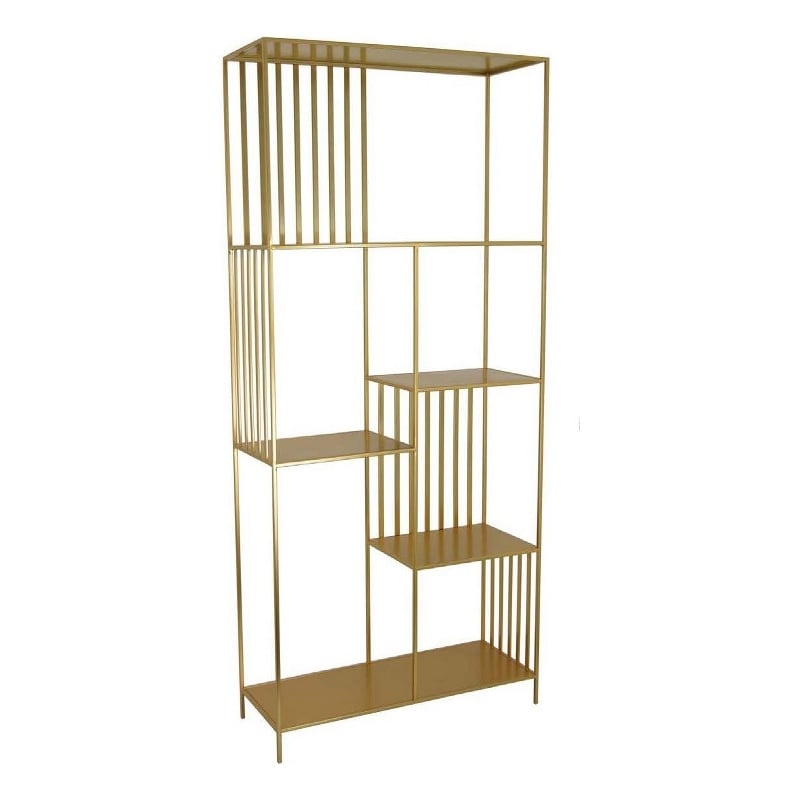 Benjara Tandum Plant Display Stand- Gold Metal 6 Shelves- Modern 71 Inch