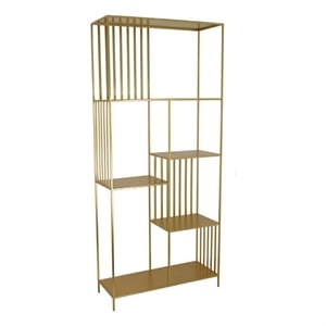 Benjara Tandum Plant Display Stand- Gold Metal 6 Shelves- Modern 71 Inch