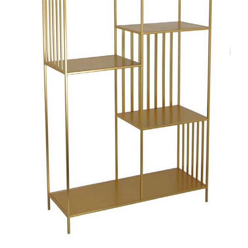 Benjara Tandum Plant Display Stand- Gold Metal 6 Shelves- Modern 71 Inch