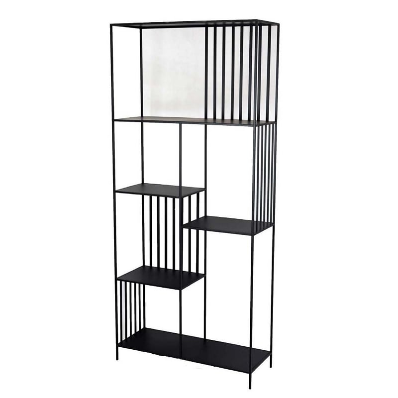 Benjara Tandum Plant Display Stand- Black Metal 6 Shelves- Modern 71 Inch