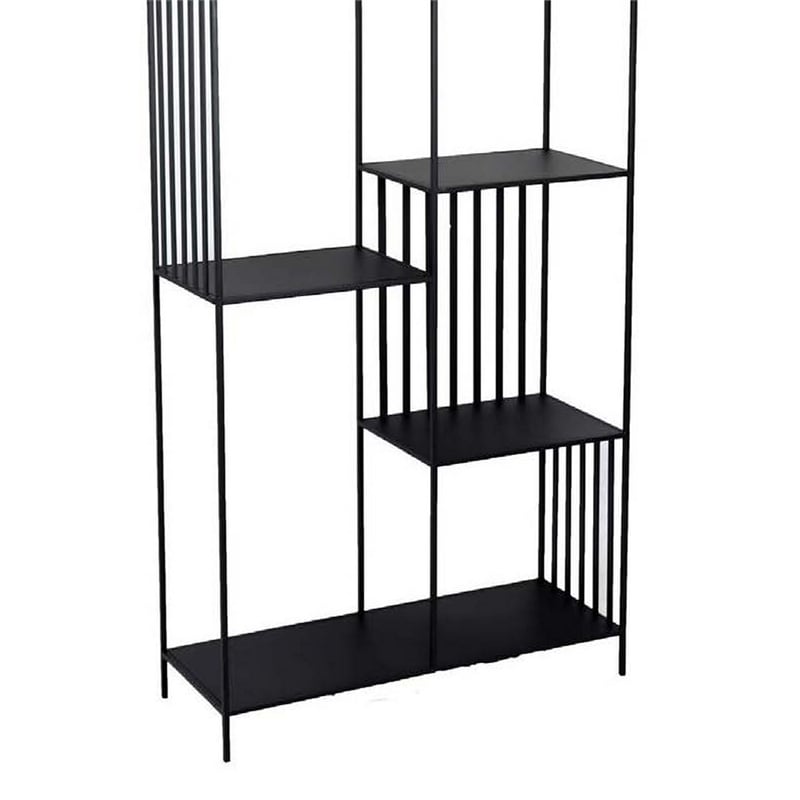 Benjara Tandum Plant Display Stand- Black Metal 6 Shelves- Modern 71 Inch