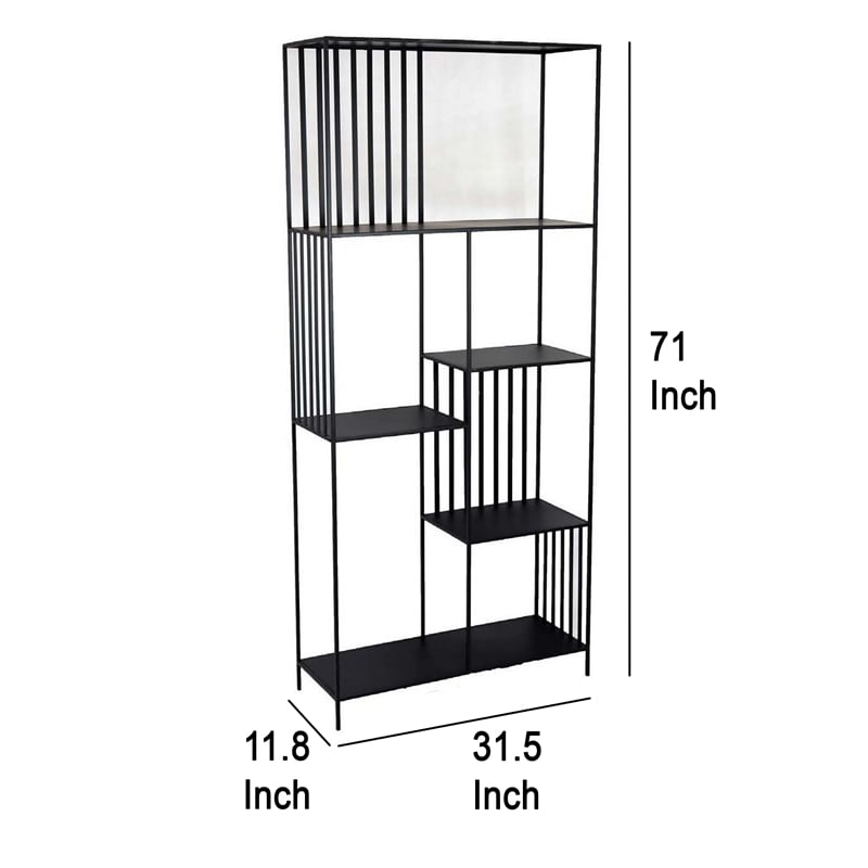 Benjara Tandum Plant Display Stand- Black Metal 6 Shelves- Modern 71 Inch