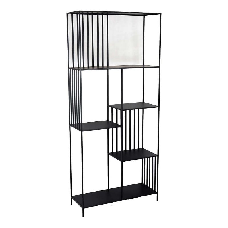 Benjara Tandum Plant Display Stand- Black Metal 6 Shelves- Modern 71 Inch