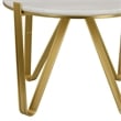 Benjara Glam Plant Stand Table- White Marble- Gold Metal Texture Legs- 25 Inch