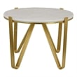 Benjara Glam Plant Stand Table- White Marble- Gold Metal Texture Legs- 25 Inch