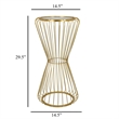 Benjara Kane Plant Stand Table- Mirrored- Hourglass Gold Metal Frame- 30 Inch