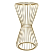 Benjara Kane Plant Stand Table- Mirrored- Hourglass Gold Metal Frame- 30 Inch