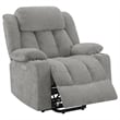 Benjara Limi Power Lift Recliner Chair- Light Gray- USB Port- Cupholders