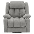 Benjara Limi Power Lift Recliner Chair- Light Gray- USB Port- Cupholders