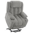 Benjara Limi Power Lift Recliner Chair- Light Gray- USB Port- Cupholders