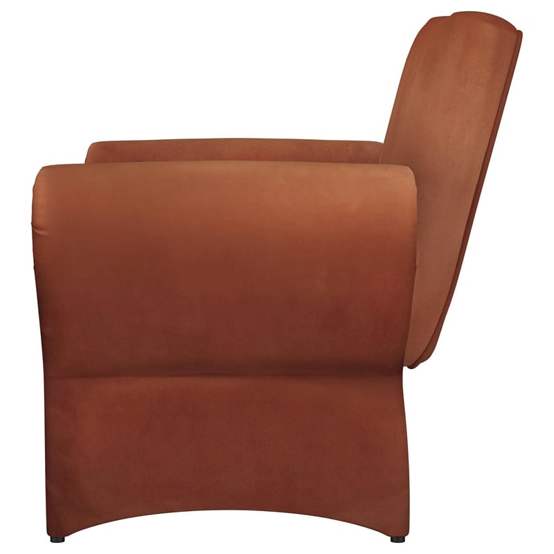Benjara Lione Accent Armchair- Contemporary Rolled Flared Arms- Rust Brown