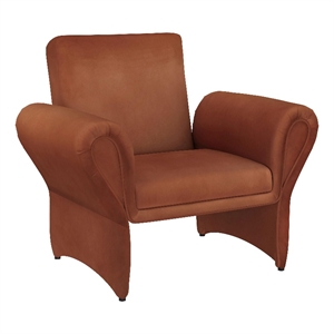 Benjara Lione Accent Armchair- Contemporary Rolled Flared Arms- Rust Brown