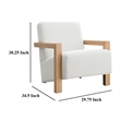 Benjara Fitz Accent Chair- Soft Ivory Boucle Cushions- Natural Brown Wood