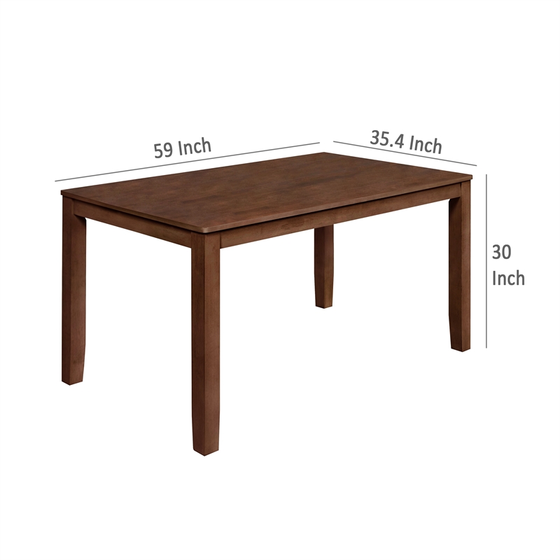 Benjara Accai Dining Table- Angled Legs- Rectangular Walnut Rubberwood 59 Inch