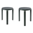 Benjara Mata Stacking Stool Ottoman (Set of 2)- Modern Spanish Moss Green