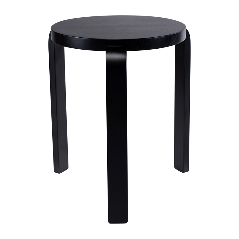 Benjara Mata Stacking Stool Ottoman (Set of 2)- Modern Style- Black Rubberwood