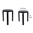 Benjara Mata Stacking Stool Ottoman (Set of 2)- Modern Style- Black Rubberwood