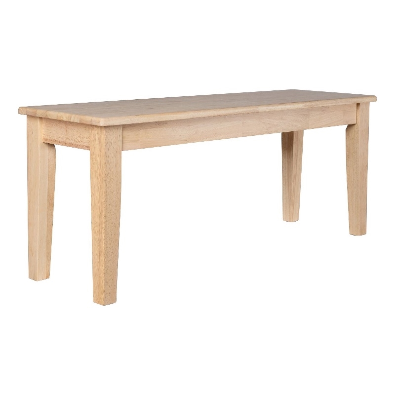 Benjara Dining Bench- Shaker Style- Blonde Oak Brown Rubberwood- 44