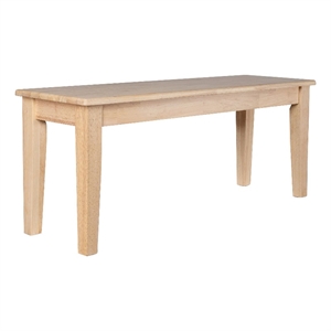 Benjara Dining Bench- Shaker Style- Blonde Oak Brown Rubberwood- 44&quot