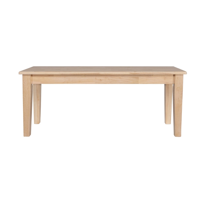 Benjara Dining Bench- Shaker Style- Blonde Oak Brown Rubberwood- 44