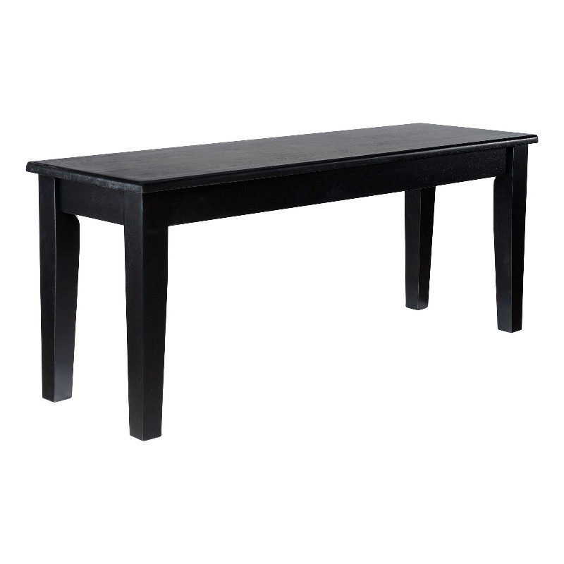 Benjara Dining Bench- Shaker Style- High Gloss Black Rubberwood- 44