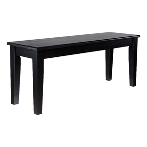 Benjara Dining Bench- Shaker Style- High Gloss Black Rubberwood- 44&quot