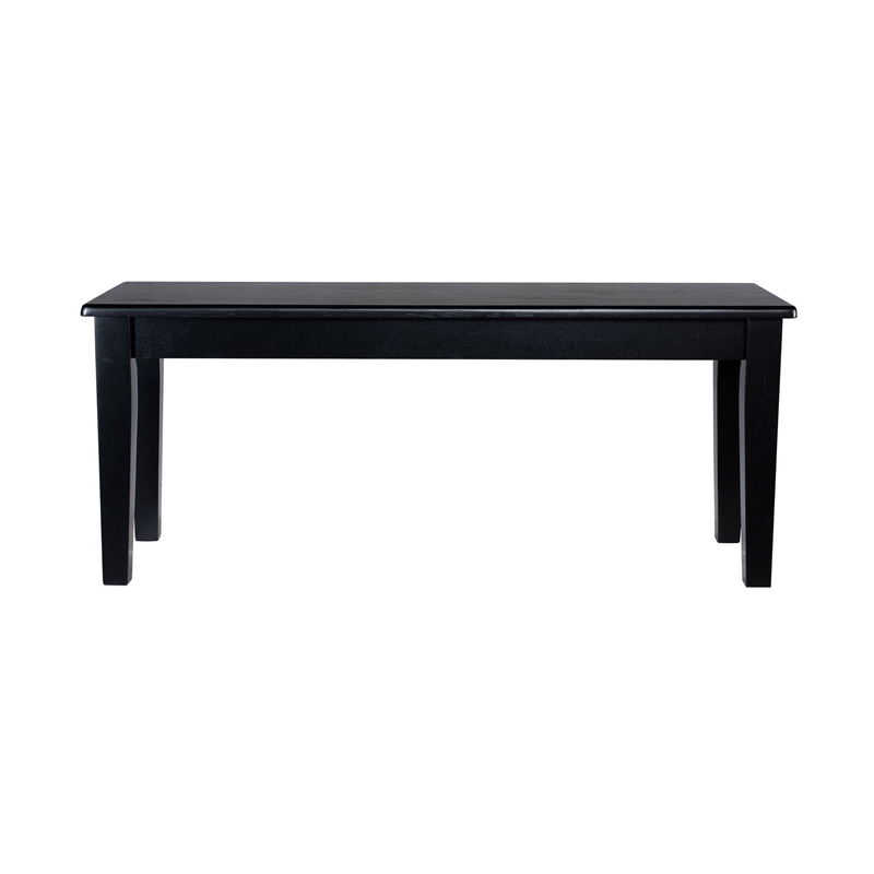 Benjara Dining Bench- Shaker Style- High Gloss Black Rubberwood- 44